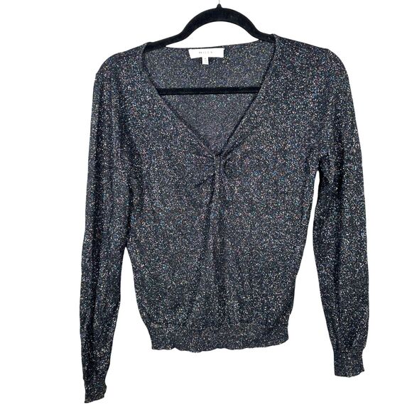 Milly Metallic Woven Fabric Cinch Long Sleeve Blouse Size P US 0-2 - Picture 1 of 7